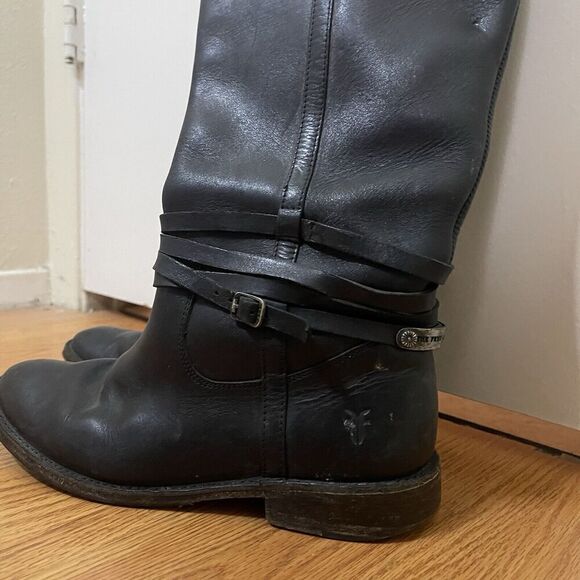 FRYE Leather Black Knee high Riding Western country boots US 7 -77754 4003 - Picture 2 of 12